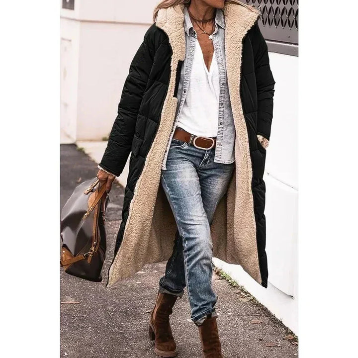 Drune | Pufferjacke Kapuze Fleece Futter Pufferjacke Winterjacken für Frauen
