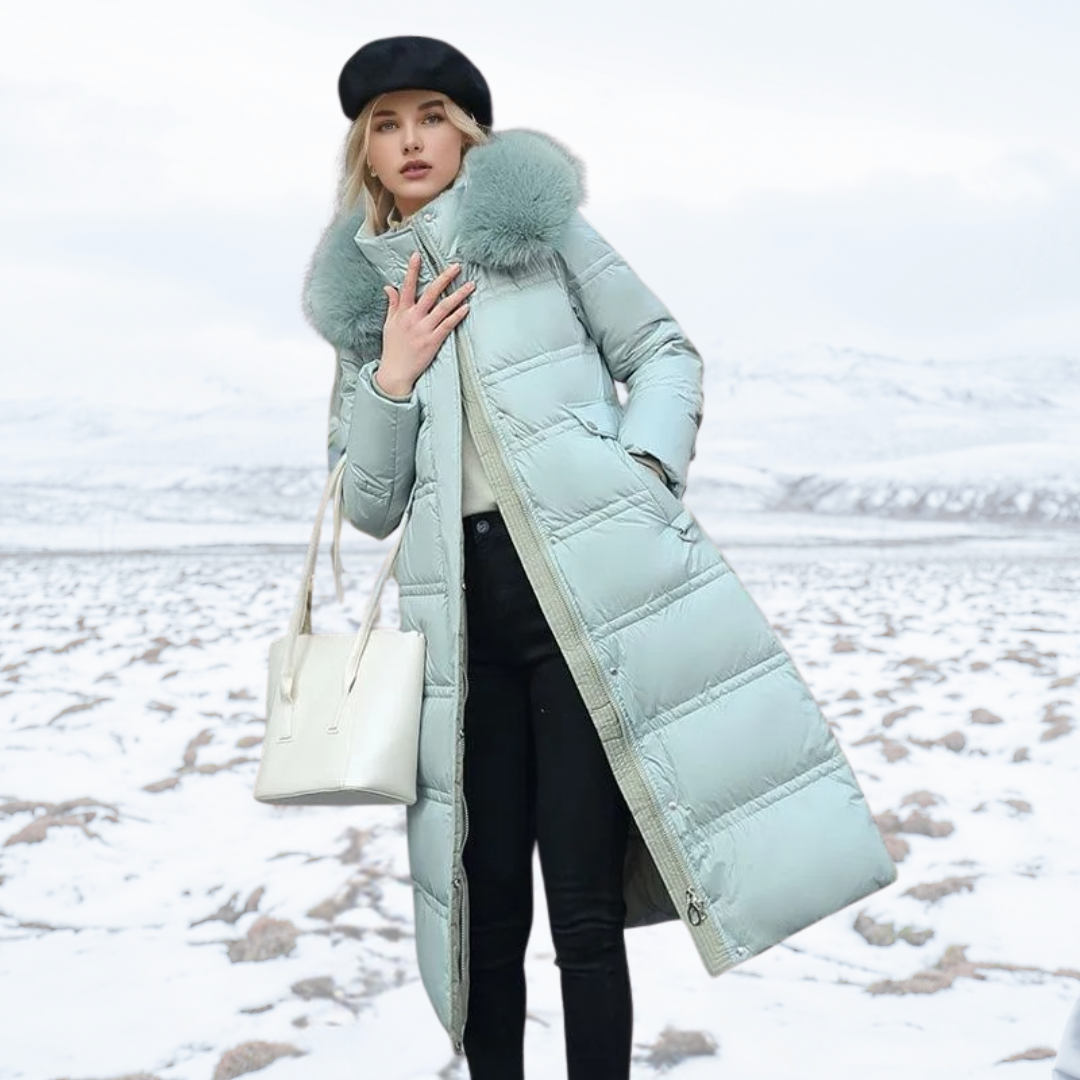 Drune | Pufferjacke Gefüttert Pelzkragen Winterjacken für Frauen Damen Überjacke