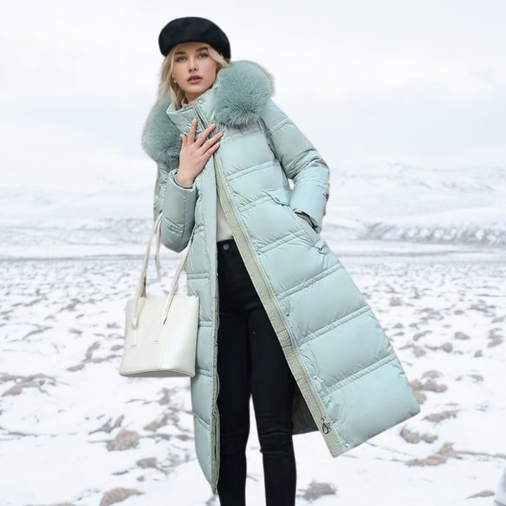 Drune | Pufferjacke Gefüttert Pelzkragen Winterjacken für Frauen Damen Überjacke