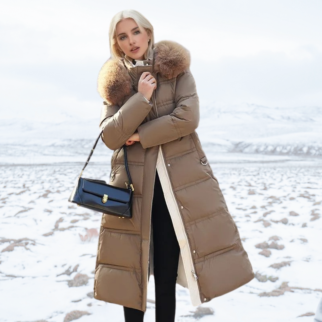 Drune | Pufferjacke Gefüttert Pelzkragen Winterjacken für Frauen Damen Überjacke