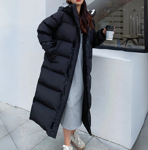 Drune | Pufferjacke Warm Kapuze Daunenjacke Gekleidete Jacke Damen