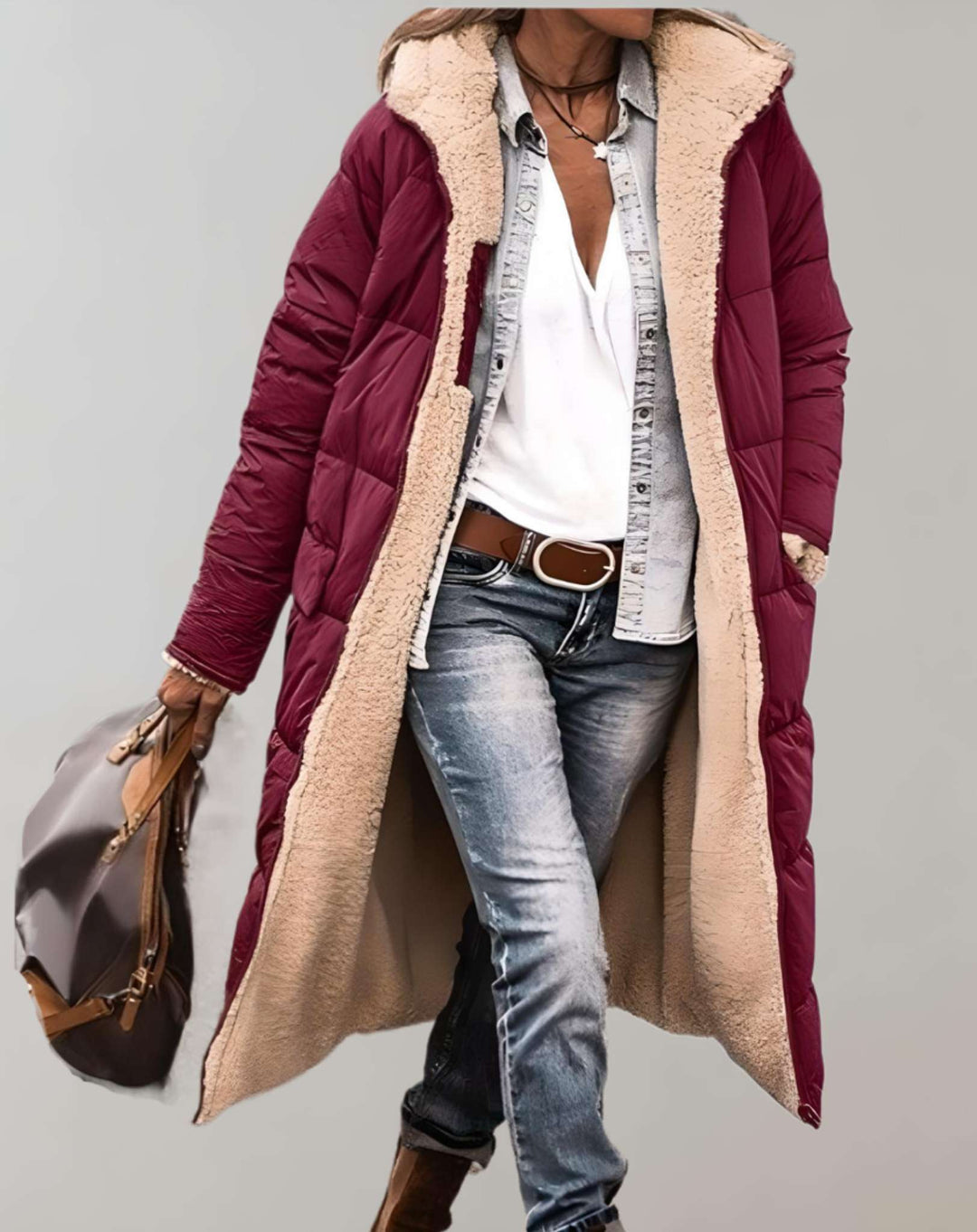 Drune | Pufferjacke Warm Fleece Gefüttert Winterjacke Überjacke Frauen
