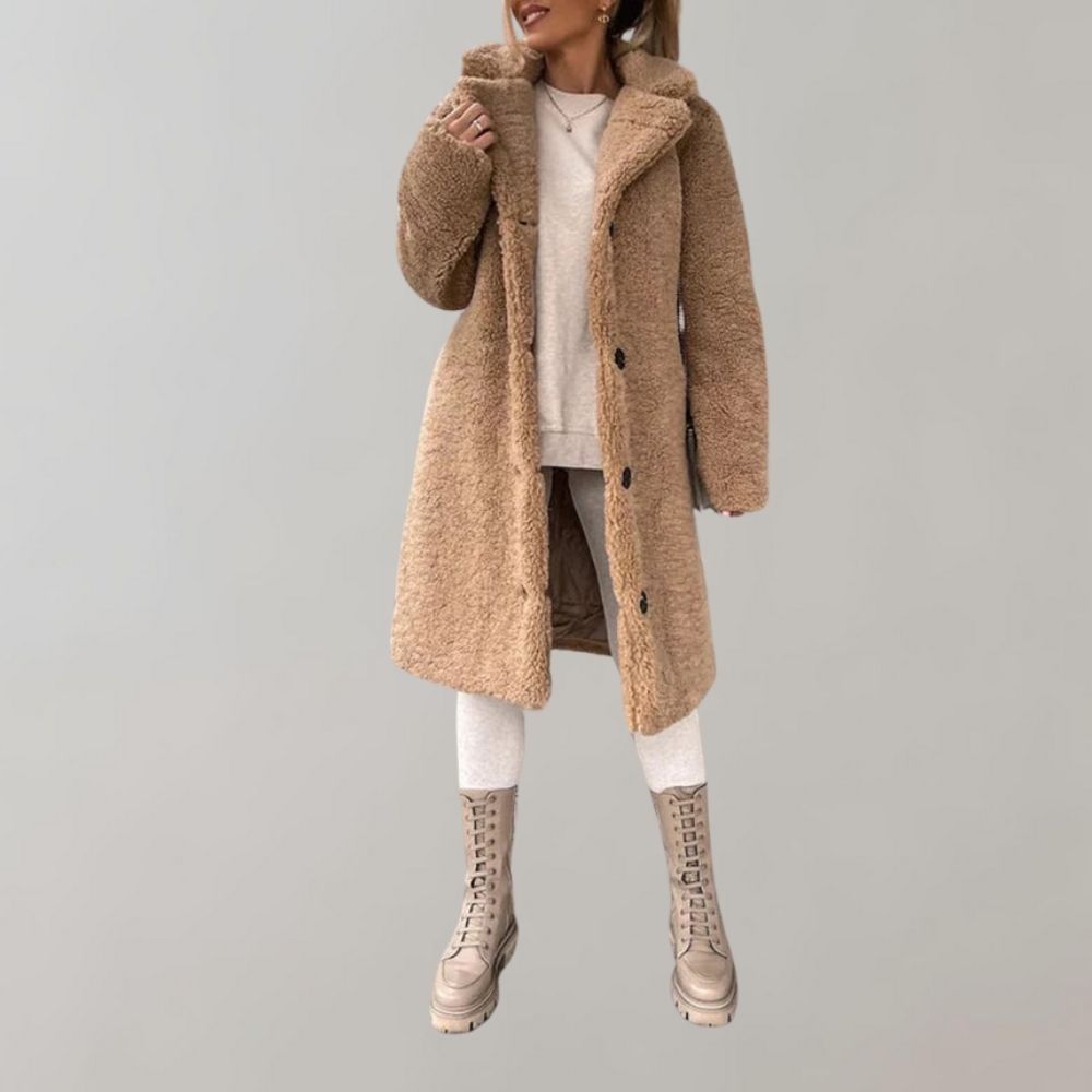 Drune | Lange Teddyjacke für Damen Warm Weiß und Trendy