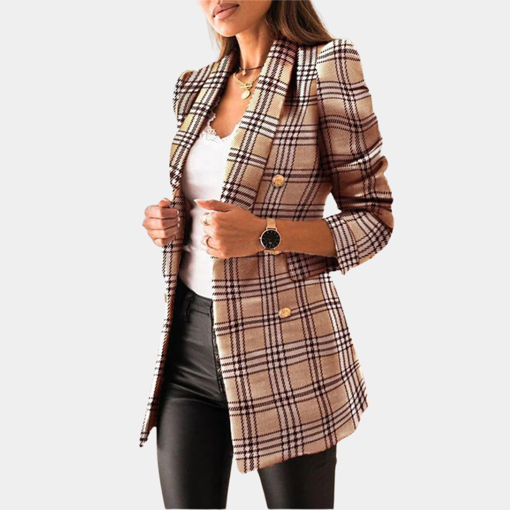 Drune | Blazer Stylische Kariert Blazerjacke für Damen