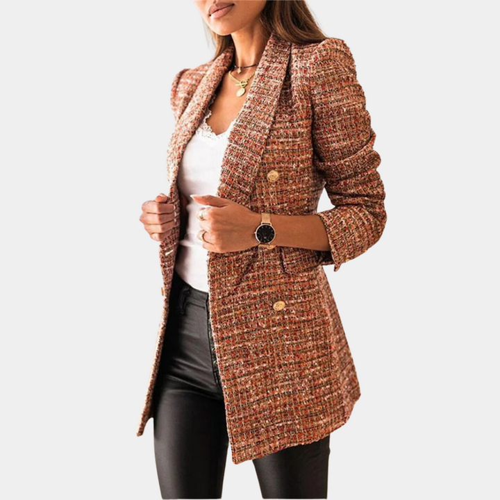 Drune | Blazer Stylische Kariert Blazerjacke für Damen