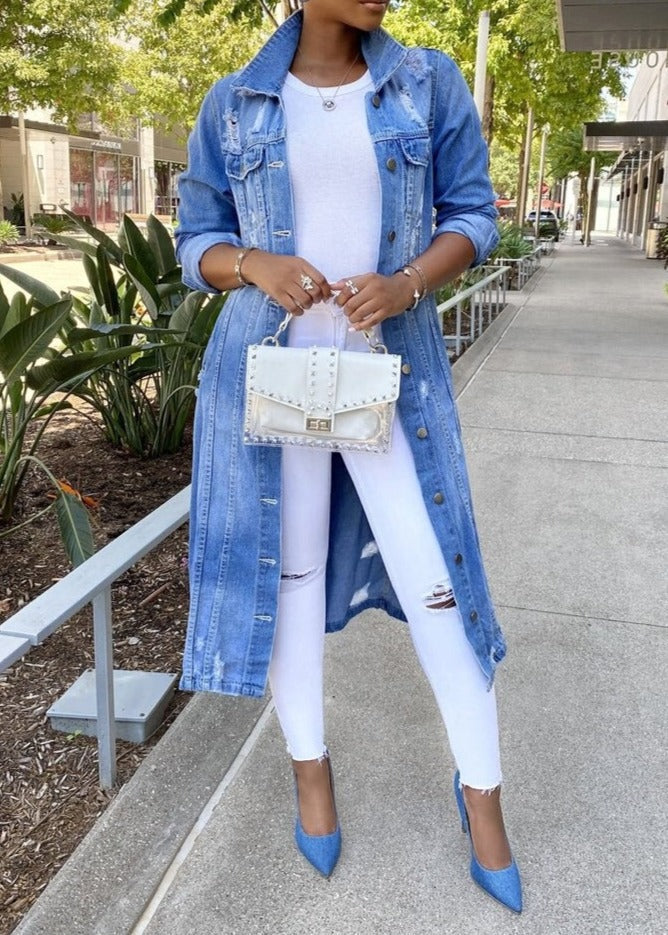 Drune | Denimjacke Zerrissen Übergröße Jeansjacke Damen Denimjacke