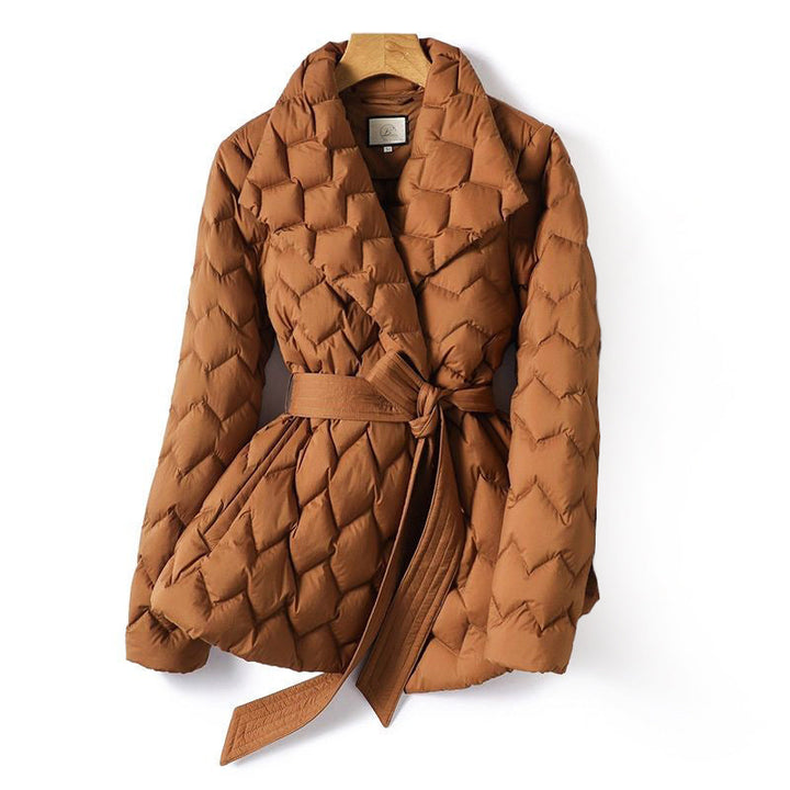 Drune | Damen Luxe Gepolsterter Wintermantel mit Gürtel und Reverskragen