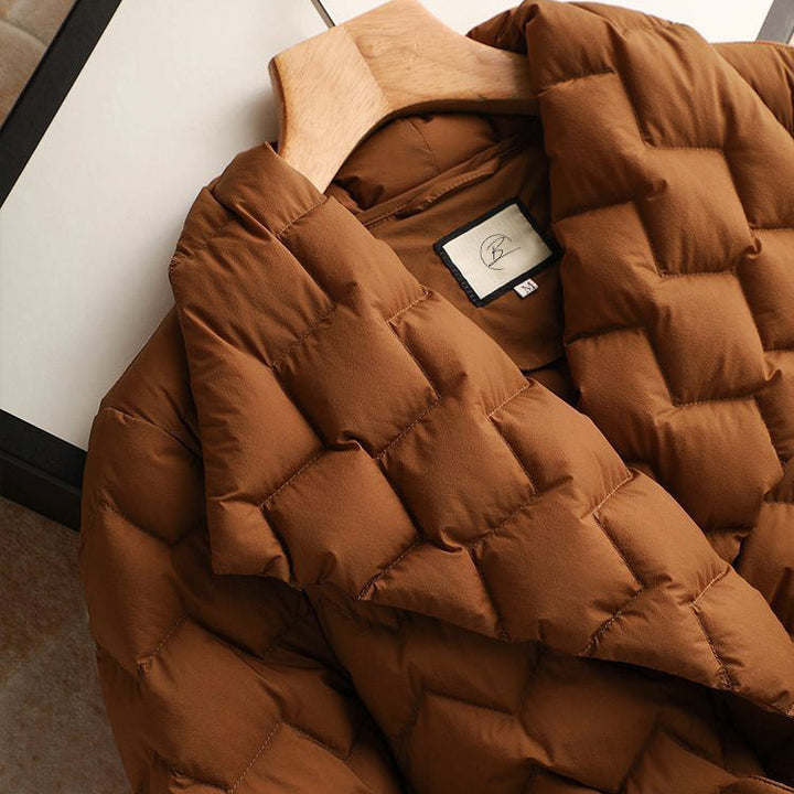 Drune | Damen Luxe Gepolsterter Wintermantel mit Gürtel und Reverskragen