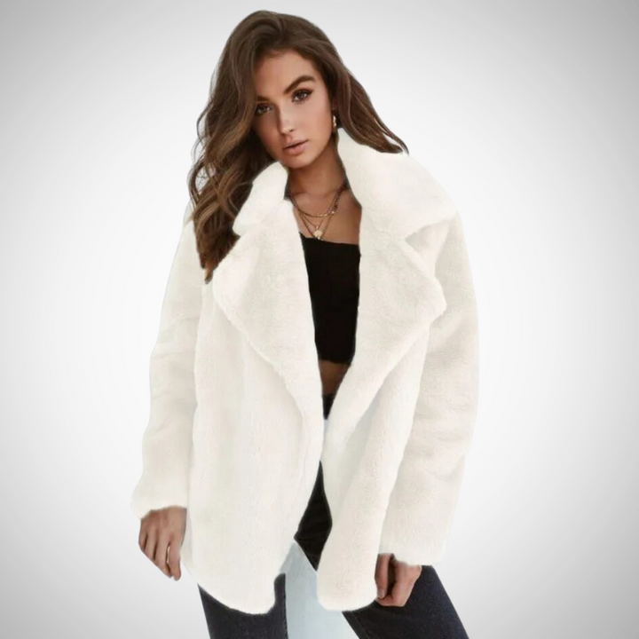 Drune | Damen Teddy Jacke mit Langen Ärmeln und Breitem Reverskragen