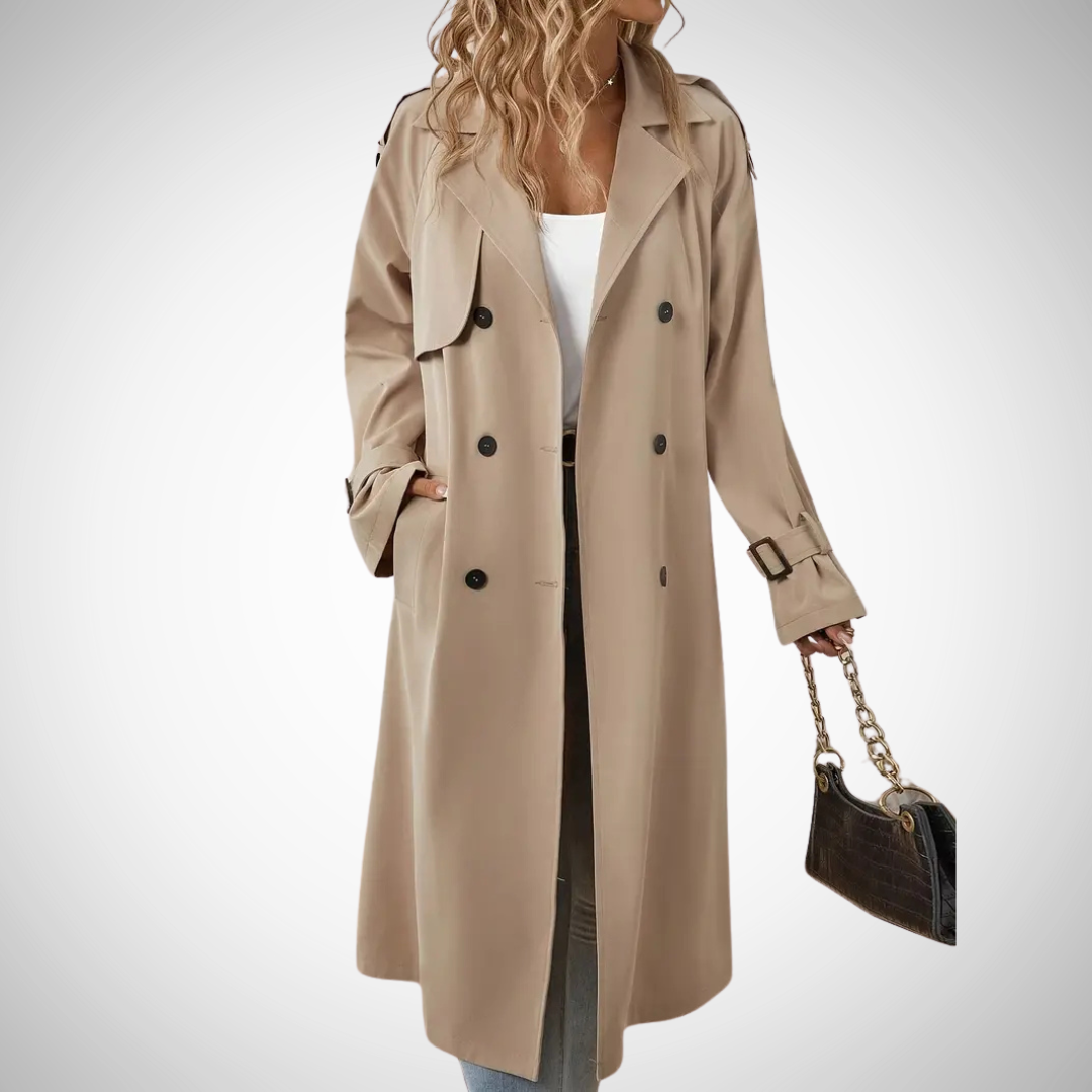 Drune | Damen Trenchcoat mit Doppelter Knopreihe und Taillengürtel