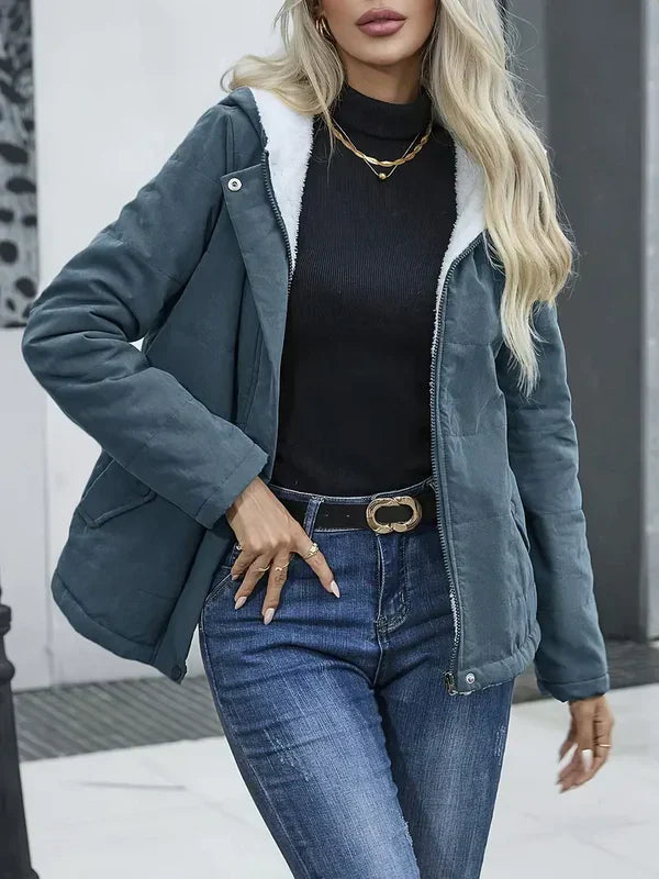 Drune | Damen Elegante Winterjacke mit Kapuze und Taschen