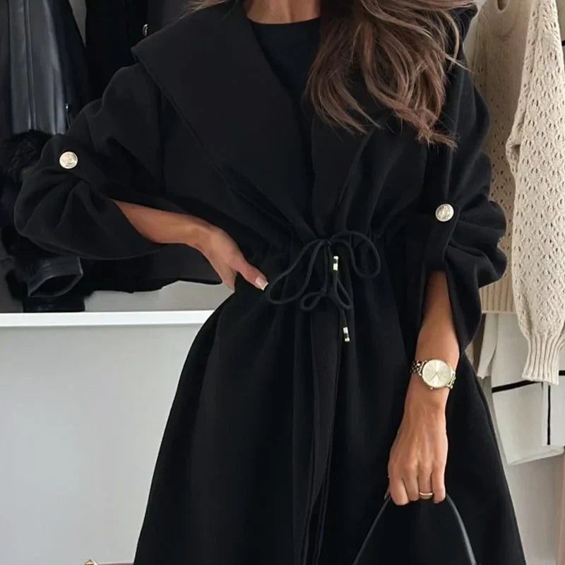 Drune | Damen Lange Winterjacke mit Kapuze und Zugband