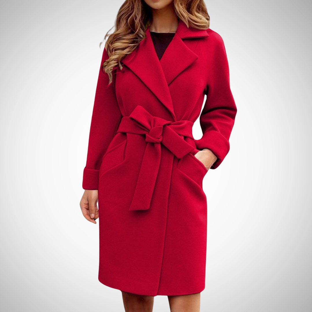 Drune | Damen Trenchcoat mit Schlaufenbelt und Breiter Reverskragen