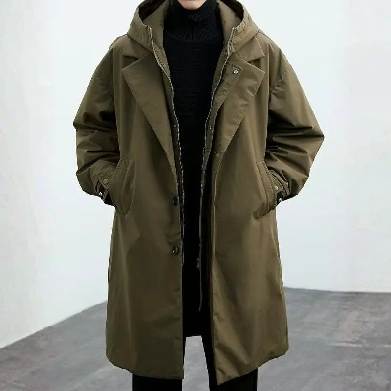 Drune | wasserdichter Puffer-Trenchcoat für Herren mit Kapuze