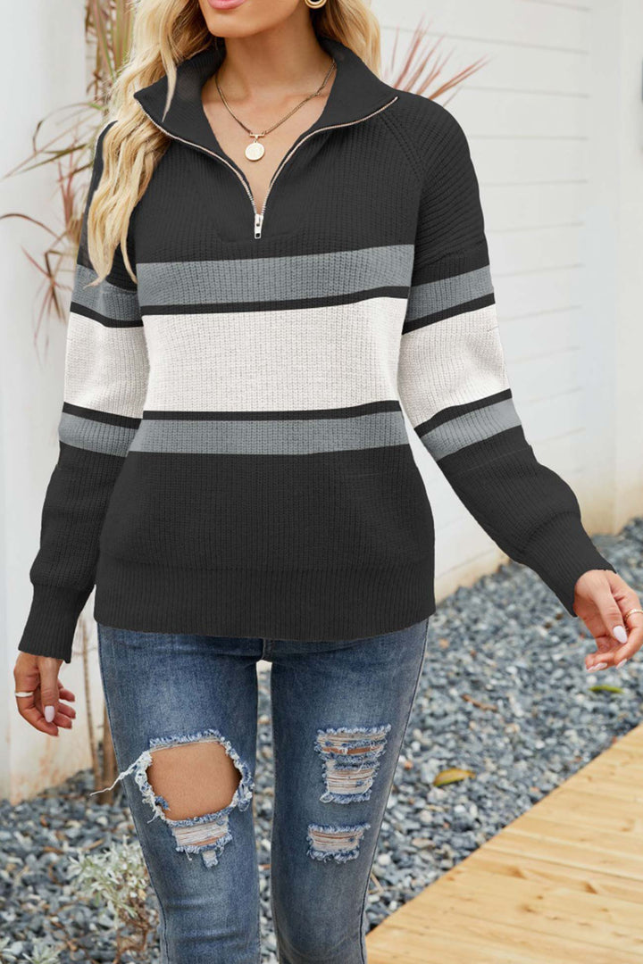 Drune | Zipper-Kragen-Pullover Für Mühelose Modernen Touch Für Frauen