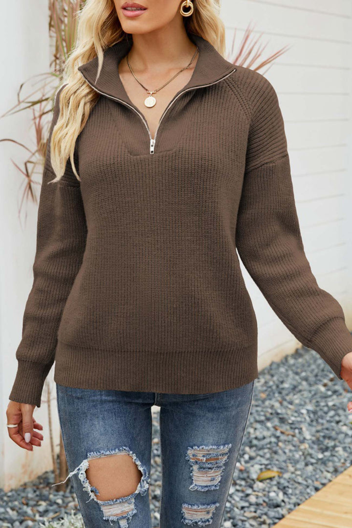 Drune | Zipper-Kragen-Pullover Für Mühelose Modernen Touch Für Frauen