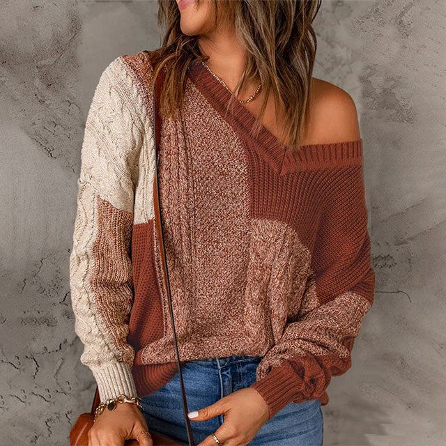 Drune | Patchwork Strickpullover mit Farbkontrasten