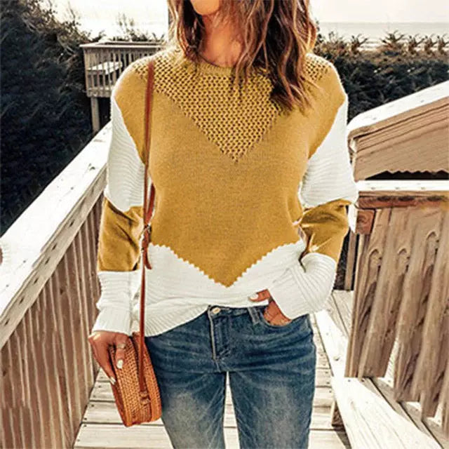Drune | Patchwork Strickpullover mit Farbblöcken