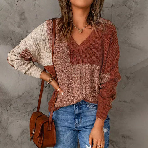 Drune | Patchwork Strickpullover mit Farbkontrasten