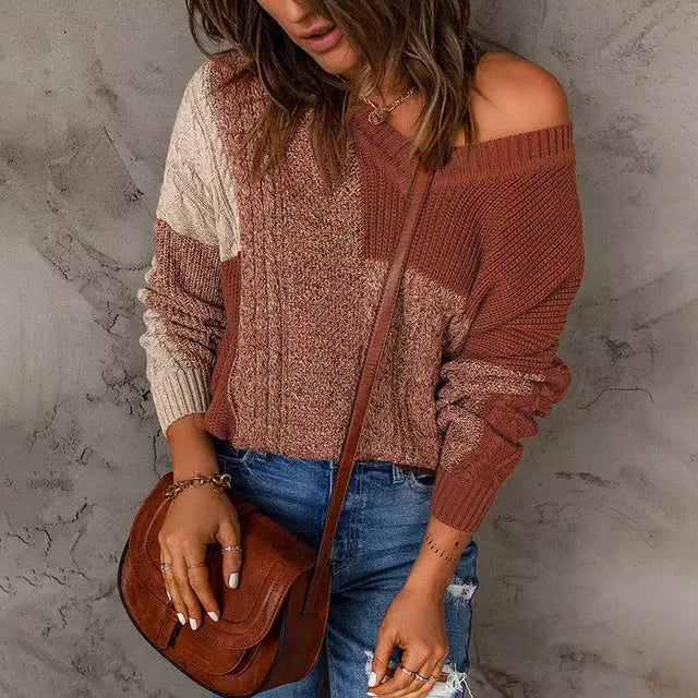 Drune | Patchwork Strickpullover mit Farbkontrasten