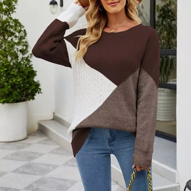 Drune | Patchwork Strickpullover mit Kreativem Muster