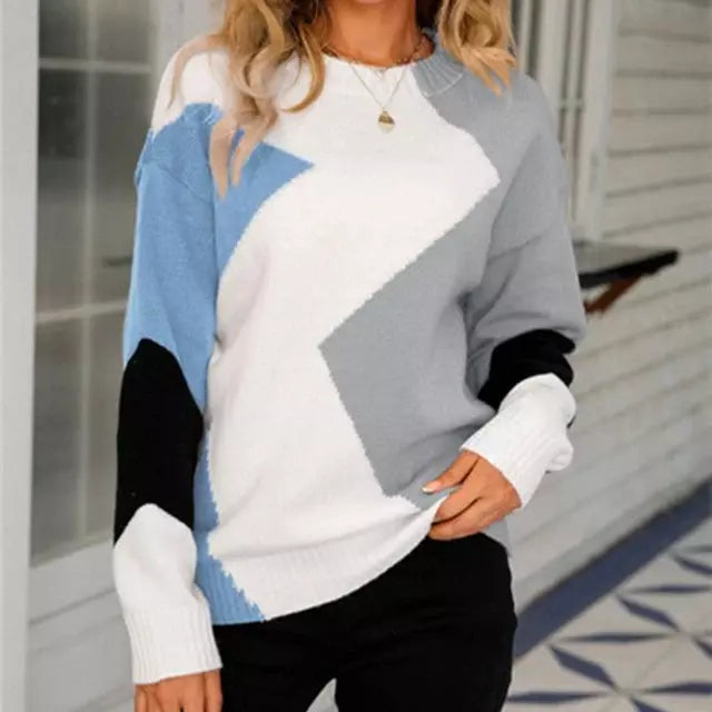 Drune | Pullover in Kontrastfarbe mit Geripptem Saum