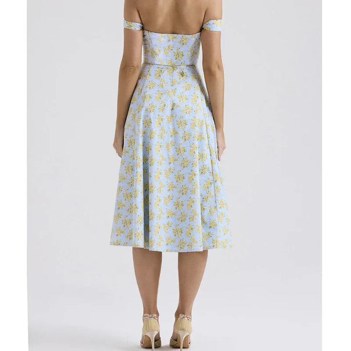 Drune | Blumen Korsett Midi Kleid