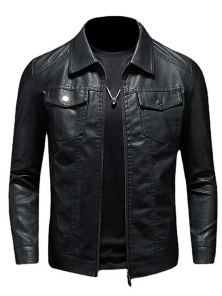 Drune | Leder Bikerjacke für Männer - Bequeme Passform