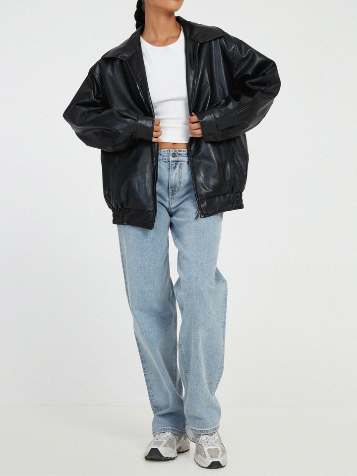 Drune | Lederjacke Damen - Oversized Passform - Winter