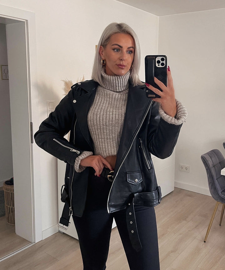 Drune | Klassische Lederjacke für Damen, edel & vielseitig