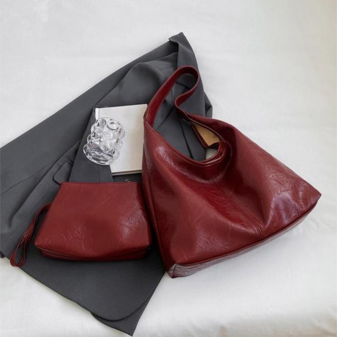 Drune | Groß Kunstleder Umhängetasche Damenhandtasche