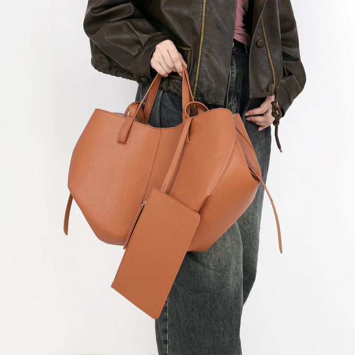 Drune | Vintage Kunstleder Schultertasche Große Tragetasche