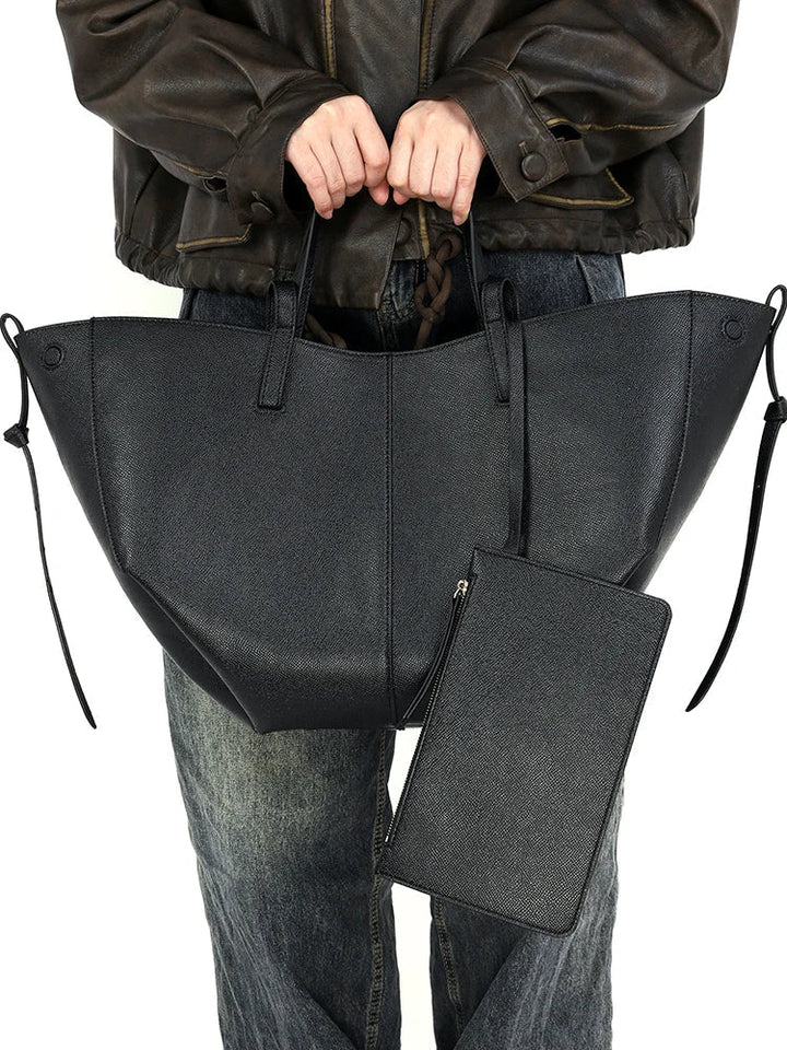 Drune | Vintage Kunstleder Schultertasche Große Tragetasche