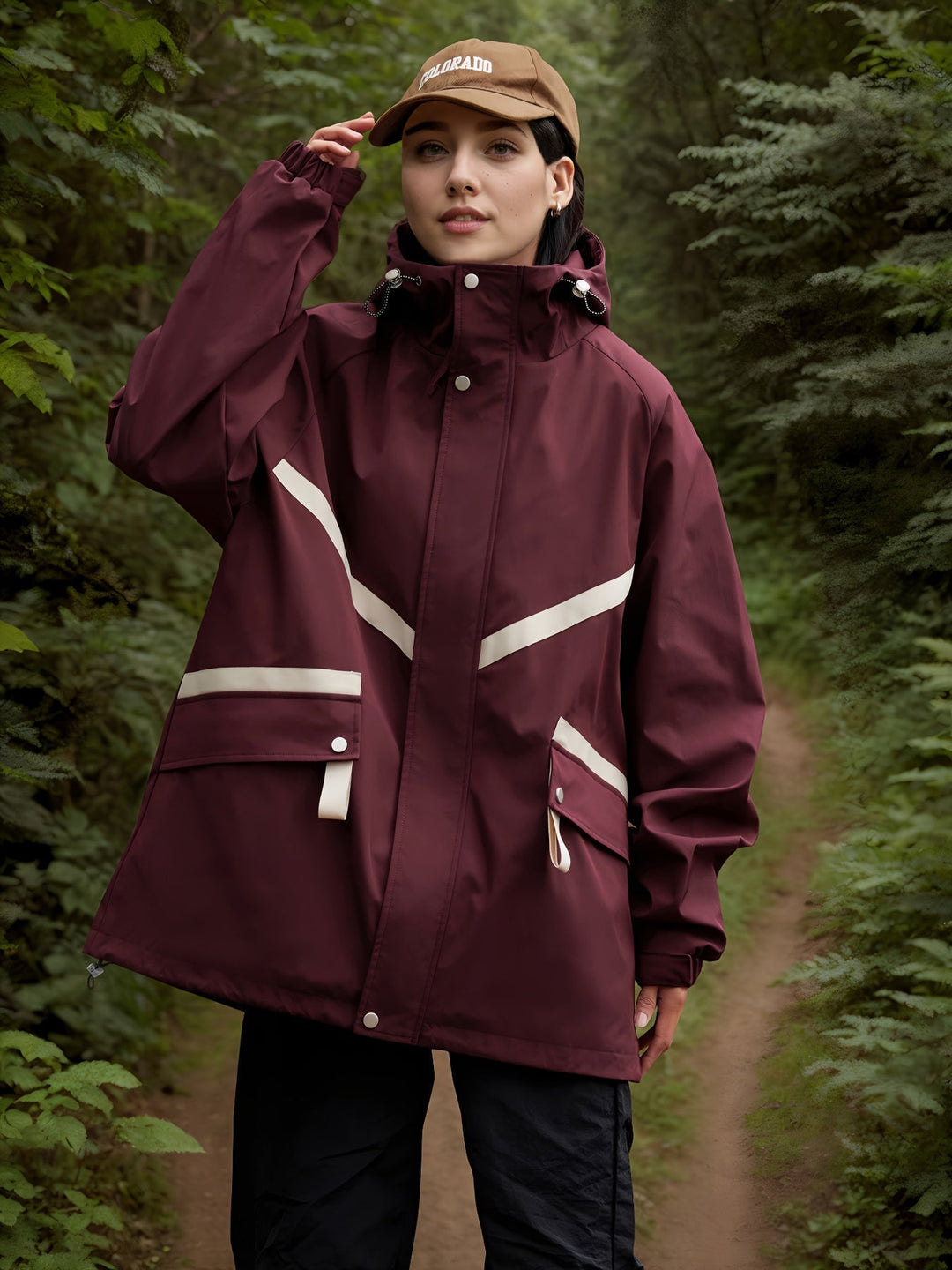 Drune | Leichte wasserdichte Jacke Damen mit Kapuze