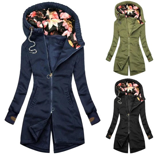 Drune | Trendy langer Wintermantel mit Kapuze für Damen