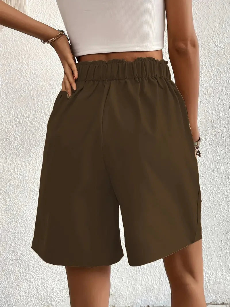 Drune | Shorts, schräge Taschen, hohe Taille, Damenshorts, Sommerkleidung