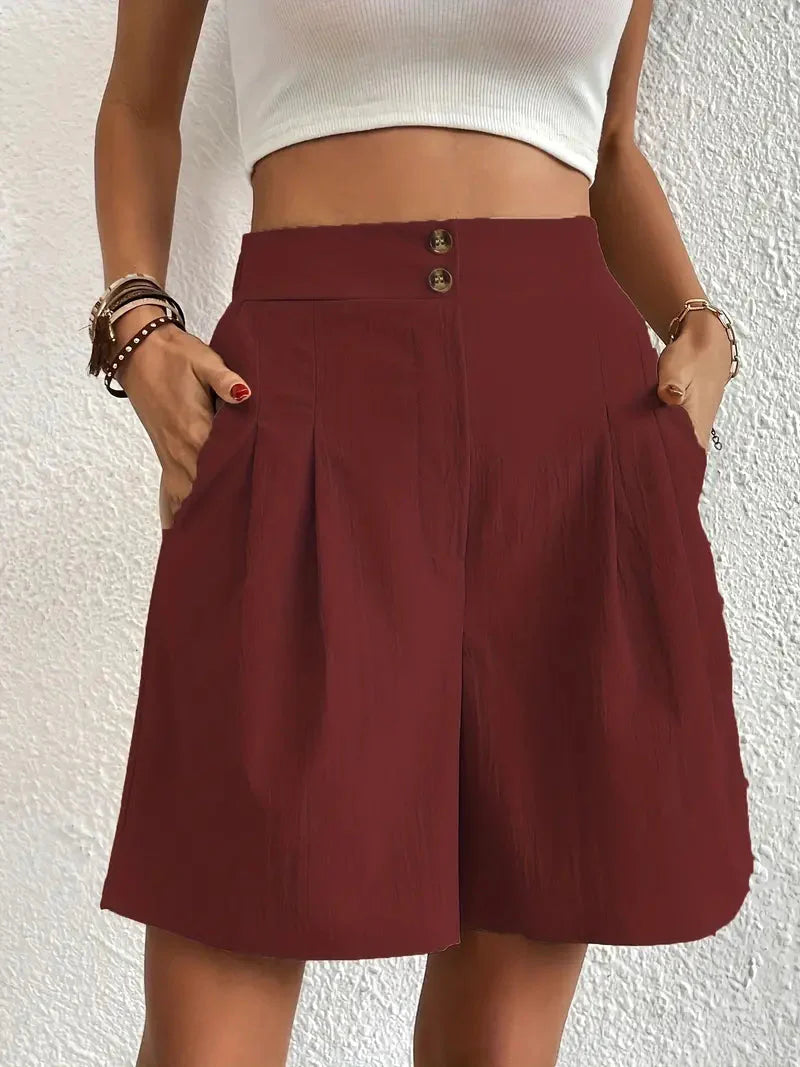 Drune | Shorts, schräge Taschen, hohe Taille, Damenshorts, Sommerkleidung
