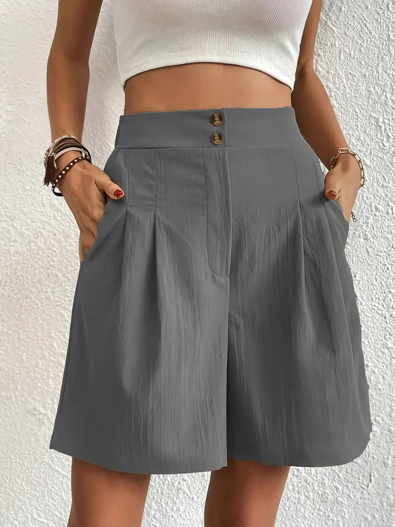Drune | Shorts, schräge Taschen, hohe Taille, Damenshorts, Sommerkleidung