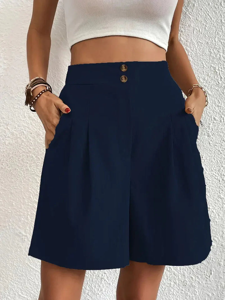 Drune | Shorts, schräge Taschen, hohe Taille, Damenshorts, Sommerkleidung