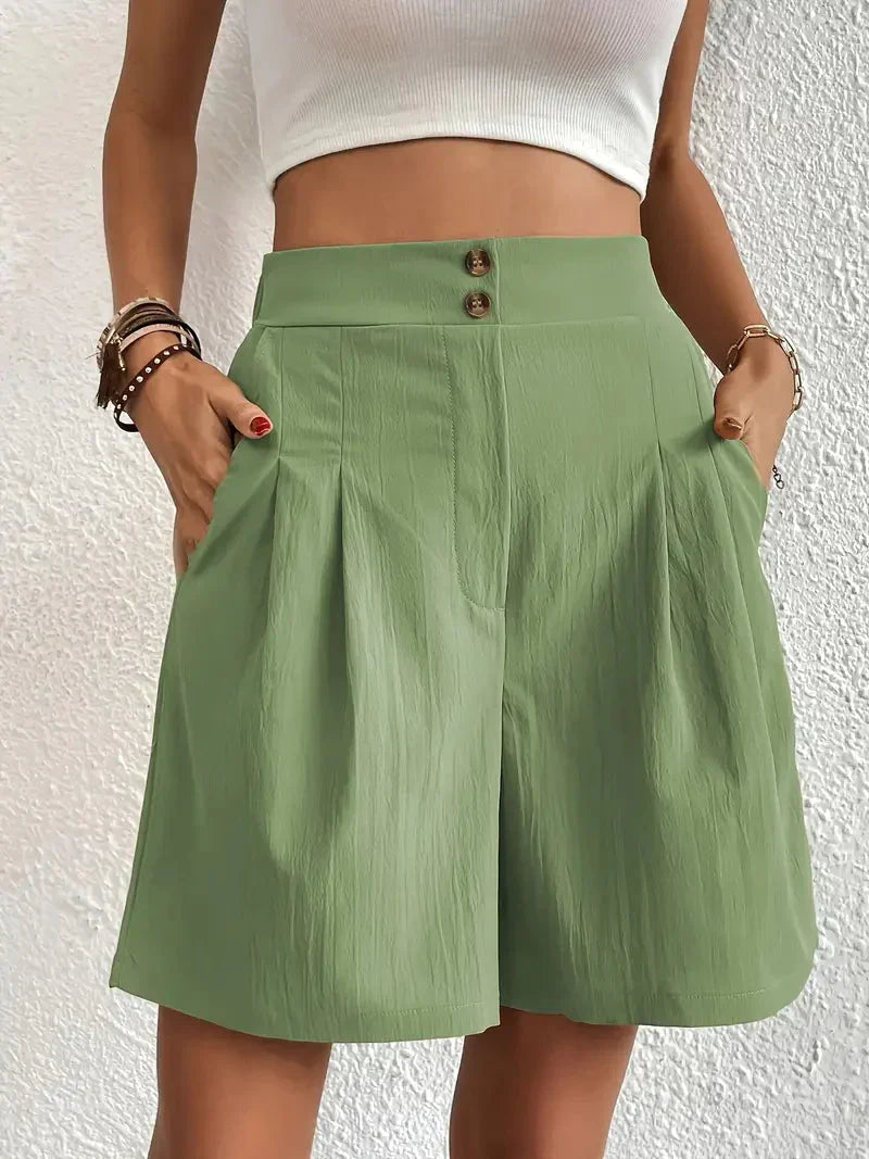 Drune | Hochtaillierte Leinenshorts für Damen