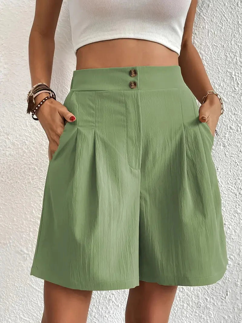 Drune | Shorts, schräge Taschen, hohe Taille, Damenshorts, Sommerkleidung