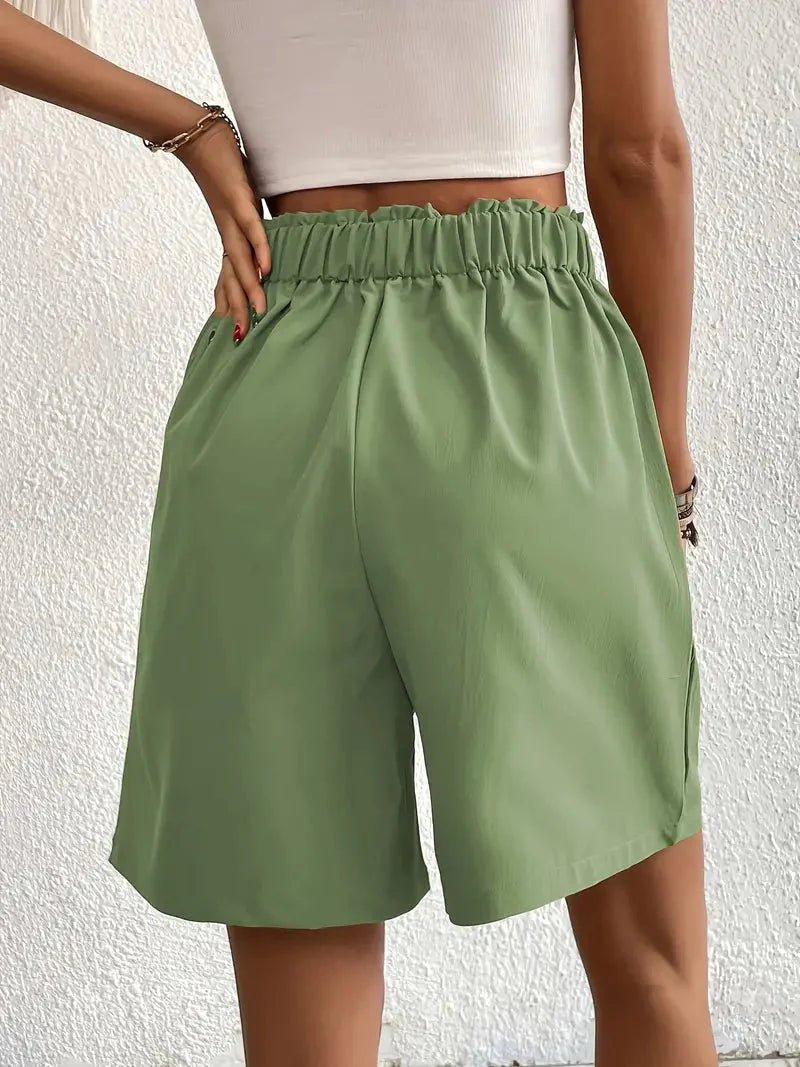Drune | Shorts, schräge Taschen, hohe Taille, Damenshorts, Sommerkleidung