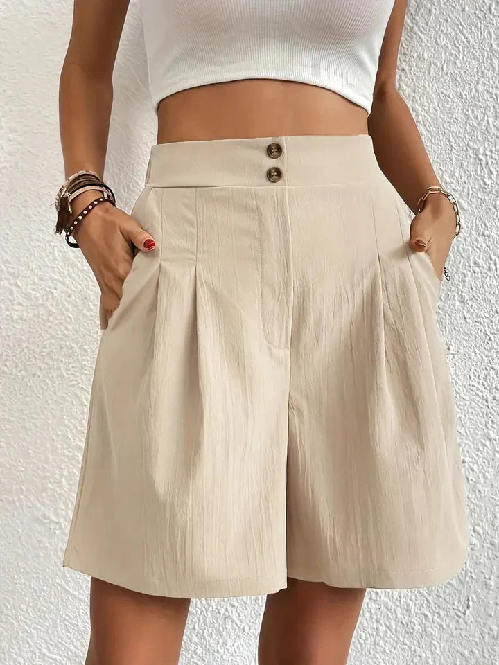 Drune | Hochtaillierte Leinenshorts für Damen