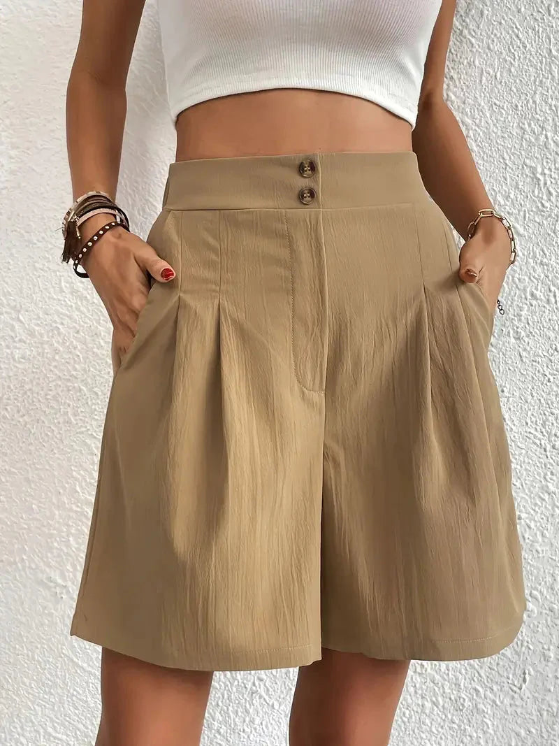 Drune | Shorts, schräge Taschen, hohe Taille, Damenshorts, Sommerkleidung