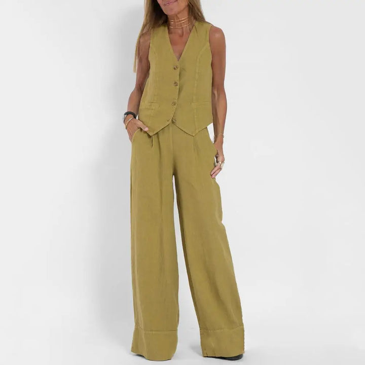Drune | Ärmellose Leinenweste und Weite Hose für Damen