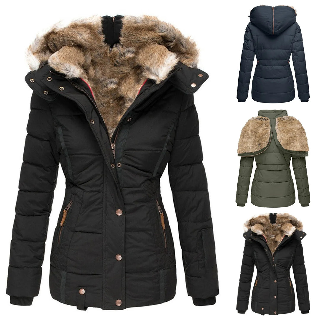 Drune | Daunen-Puffermantel mit Kapuze aus Kunstpelz Warm, Wasserdicht & Isoliert Winterjacke