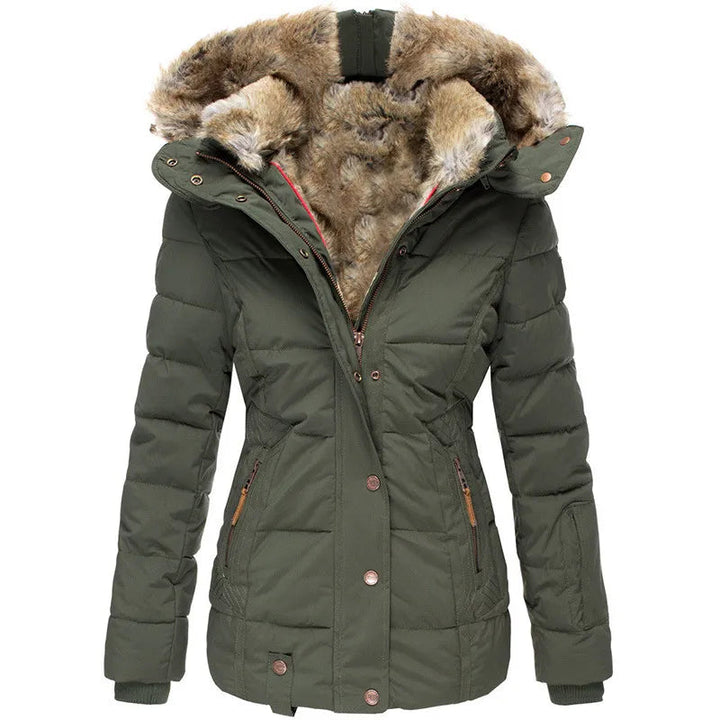 Drune | Kapuze Pufferjacke Kunstfellbesatz