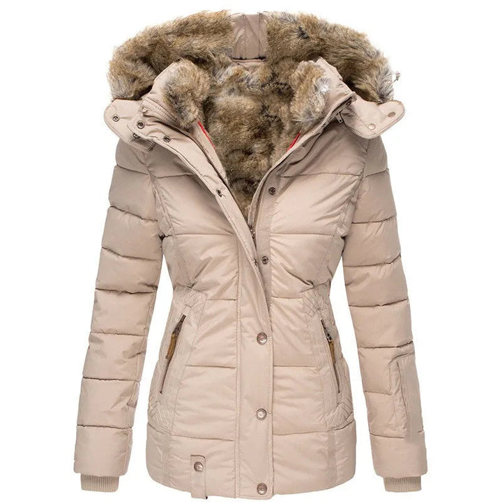 Drune | Kapuze Pufferjacke Kunstfellbesatz