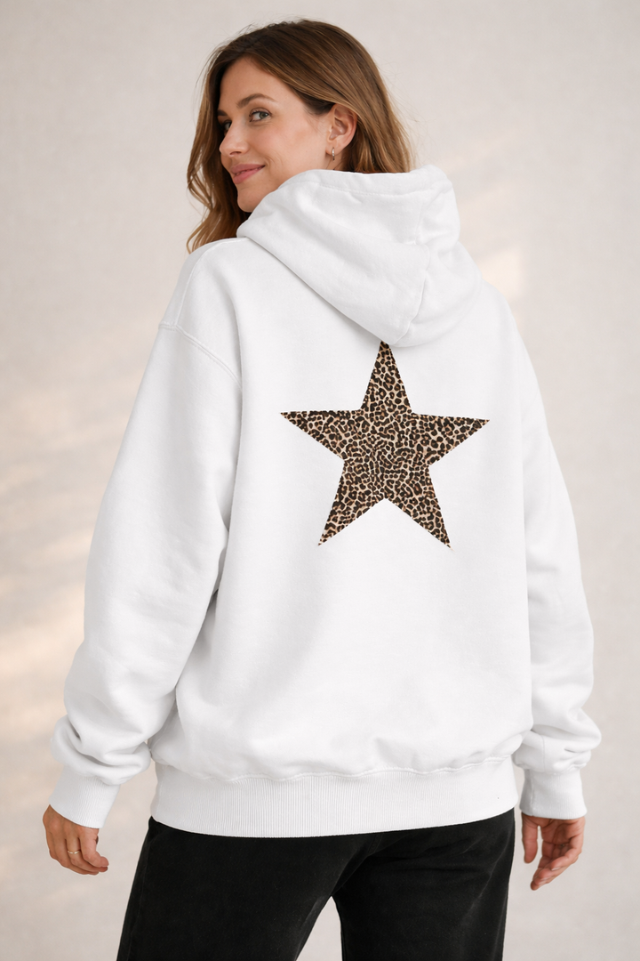 Damen Hoodie mit großem Leoprint-Sternmotiv Drune