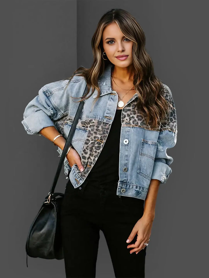 Drune | Leoparden-Jeansjacke